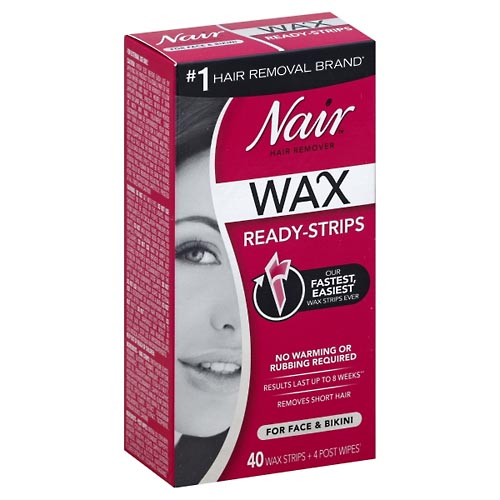 Image for Nair Hair Remover, Wax Ready-Strips, Face & Bikini,40ea from TED PHARMACY