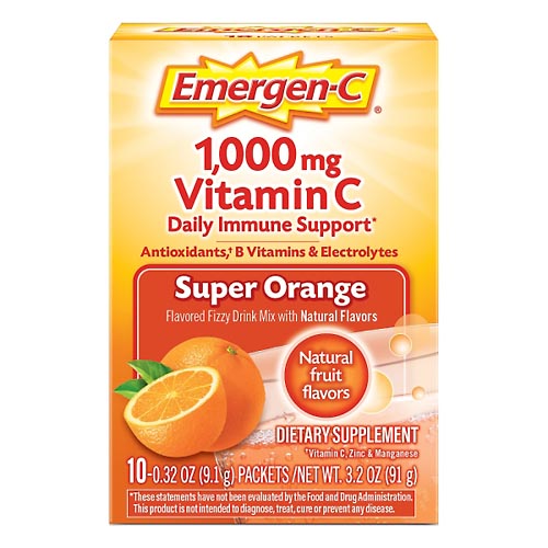 Image for Emergen C Vitamin C, 1000 mg, Super Orange,10ea from TED PHARMACY