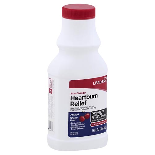 Image for Leader Heartburn Relief, Extra Strength, Cherry Flavor,12oz from TED PHARMACY