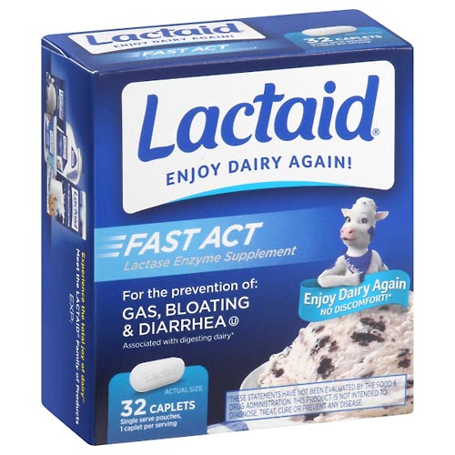 Image for Lactaid Lactase Enzyme Supplement, Fast Act, Caplets,32ea from TED PHARMACY