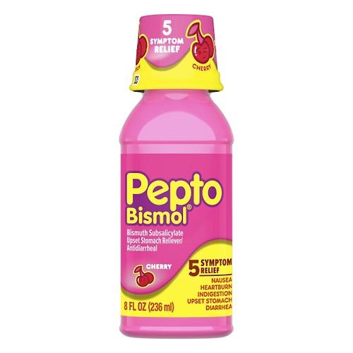 Image for Pepto Bismol Upset Stomach Reliever/Antidiarrheal, Cherry,8oz from TED PHARMACY
