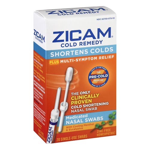 Image for Zicam Cold Remedy, Medicated Nasal Swabs,20ea from TED PHARMACY
