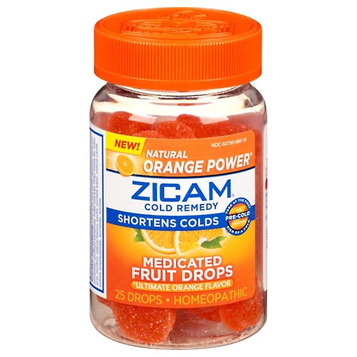 Image for Zicam Medicated Fruit Drops, Ultimate Orange Flavor,25ea from TED PHARMACY