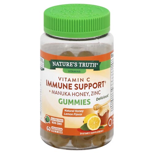 Image for Natures Truth Vitamin C, Immune Support + Manuka Honey, Zinc, Gummies, Natural Honey Lemon,60ea from TED PHARMACY