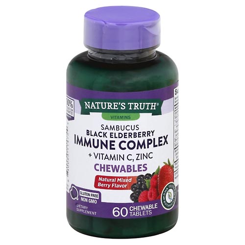 Image for Natures Truth Sambucus Black Elderberry, Chewable Tablets, Naturally Mixed Berry Flavor,60ea from TED PHARMACY