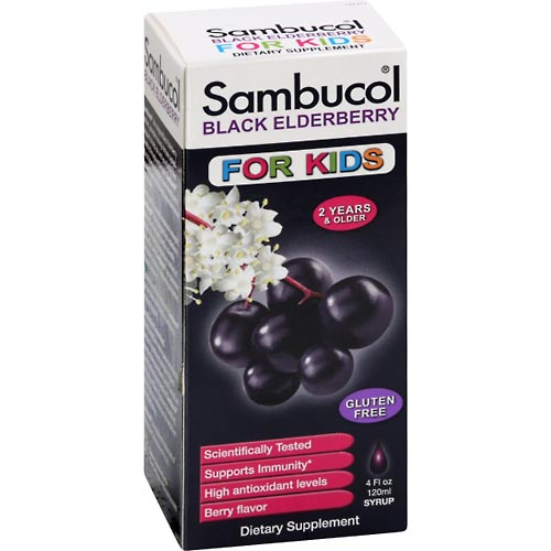 Image for Sambucol Black Elderberry, Berry Flavor, Syrup, For Kids,4oz from TED PHARMACY