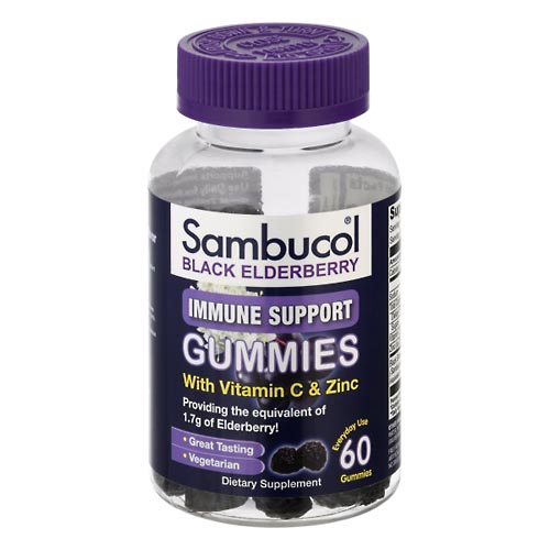 Image for Sambucol Black Elderberry with Vitamin C & Zinc, Gummies,60ea from TED PHARMACY